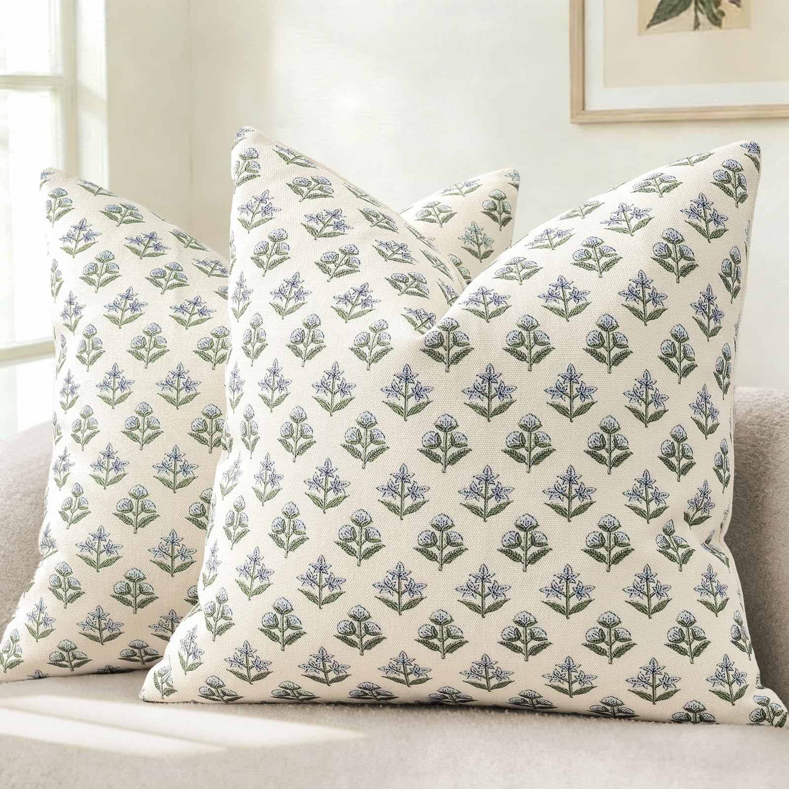 YCOLL Modernes Botanisches Vintage-Design Kissenbezug 2er Set Blumen Kissenbezüge, Sofakissen, Dekokissen für Sofa, Couch, Stuhl, Bett, Wohnzimmer Heimdekoration