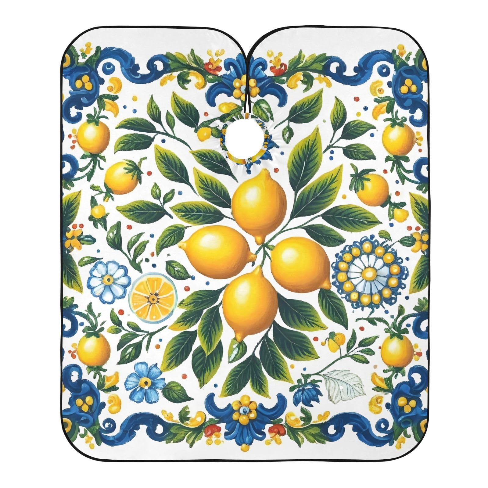 Hezely Lemon Print Hair Dye Cape, Barber Cape for Adults,Waterproof Salon Cape,Waterproof Hairdressing Styling Hair Cutting, 65