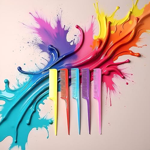 Colorido peine de cola de rata Color Plástico Cola puntiaguda Peine de corte de pelo Maquillaje Peluquería Partición Multicolor de un tamaño Peines