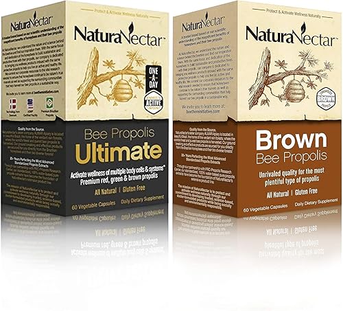 NaturaNectar Paquete de propóleo de abeja natural – Propóleo de abeja Ultimate y propóleo de abeja marrón – para apoyo a sistemas inmunológicos,