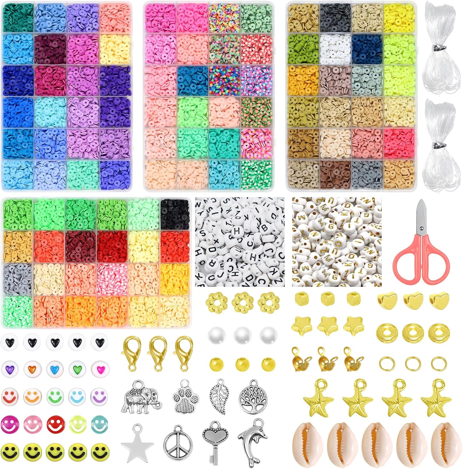 12220pcs Clay Beads Clay Bead Bracelet Kit, 96 Colors Beads 6mm Flat