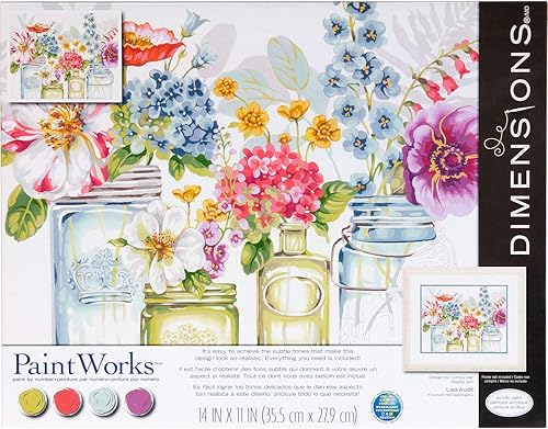 Miniatura 1 de Dimensions  Kit de pintura por números de flores arco iris para adultos y niños 14 x 11 pies