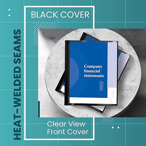 Miniatura 6 de Better Office Products Libro de presentación negro encuadernado con 60 bolsillos, con cubierta frontal transparente, 120 páginas protectoras de
