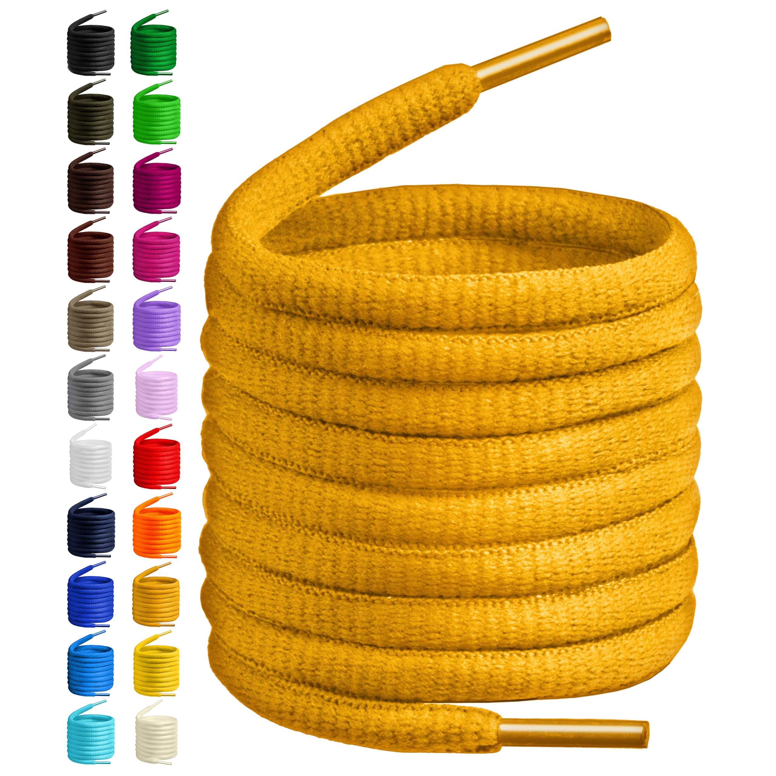 Birch Oval Shoelaces 27 Colors Half Round 1/4" Shoe Laces 4 Different Lengths