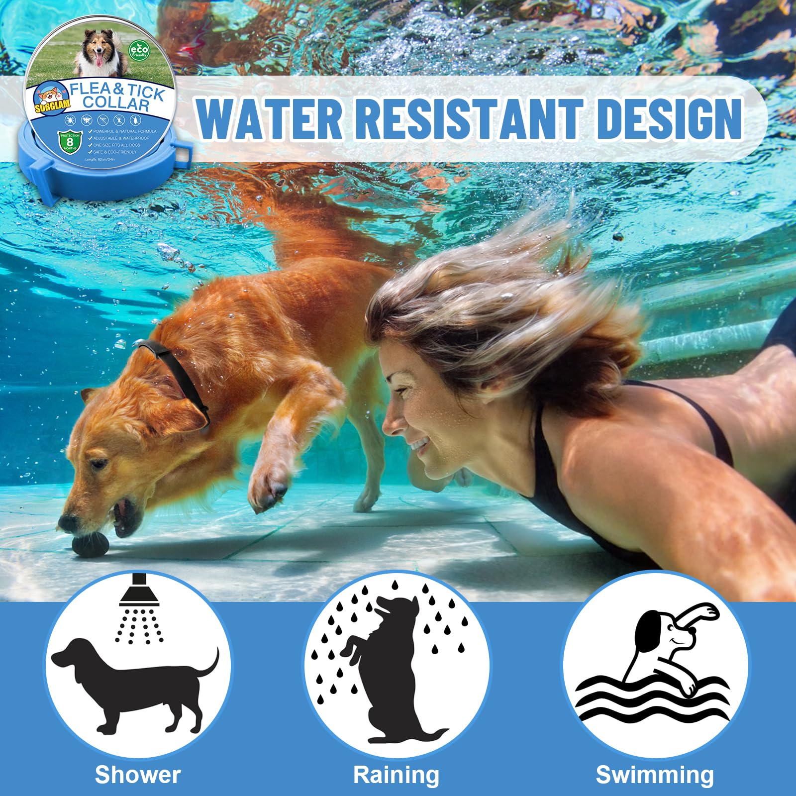 Collare Rilassante Per Cani Antiansia - Regolabile 62cm, Impermeabile, Per Viaggi, Veterinario E Situazioni Stressanti