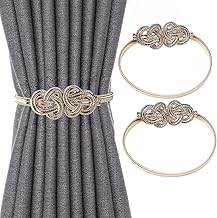 ZZYANGZZ Aluminium Curtain Tiebacks, Gold Leaf Carved Design, 2 Packs