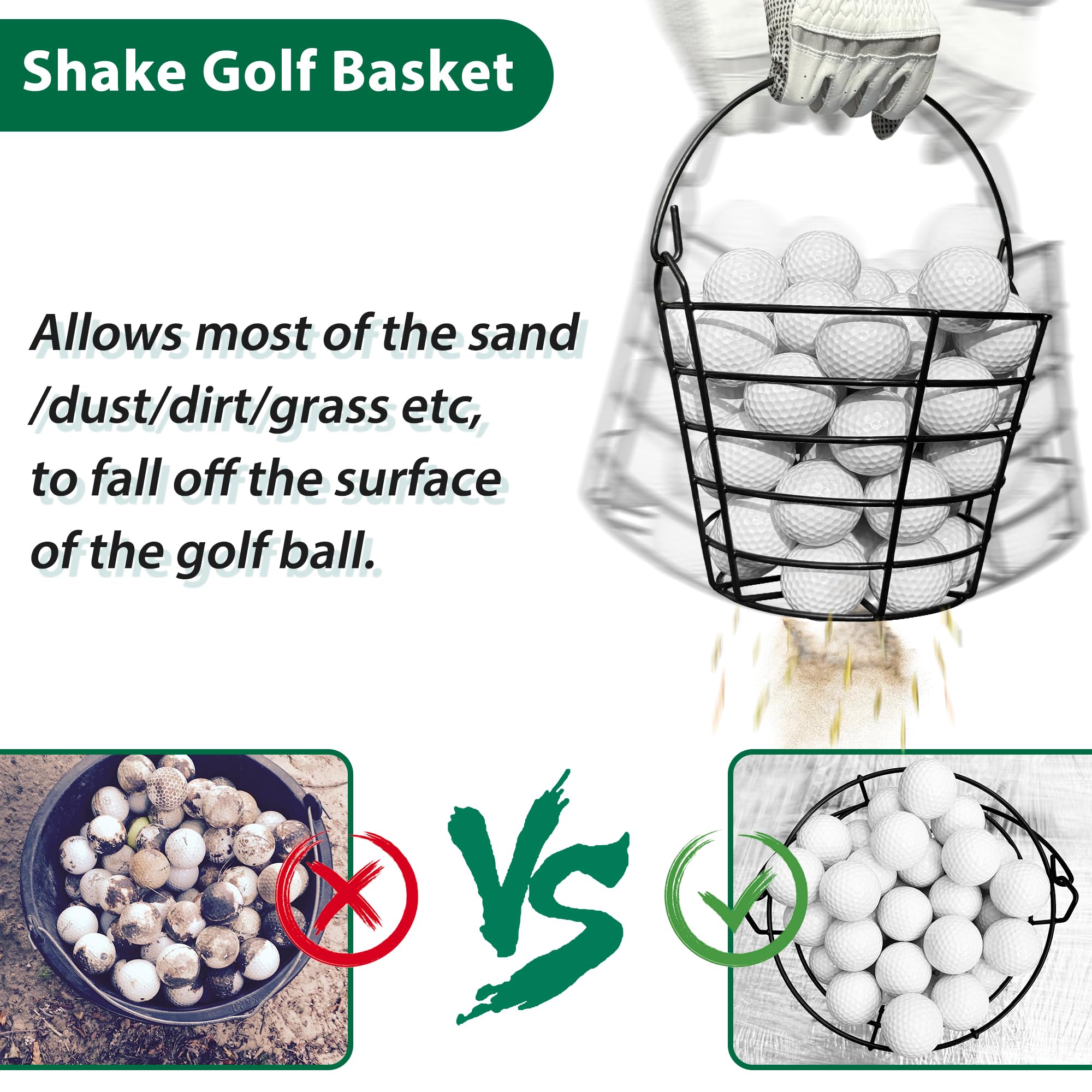 10L0L Golfball-Griff, Metallkorb, Golfball, praktischer Behälter, Schwarz