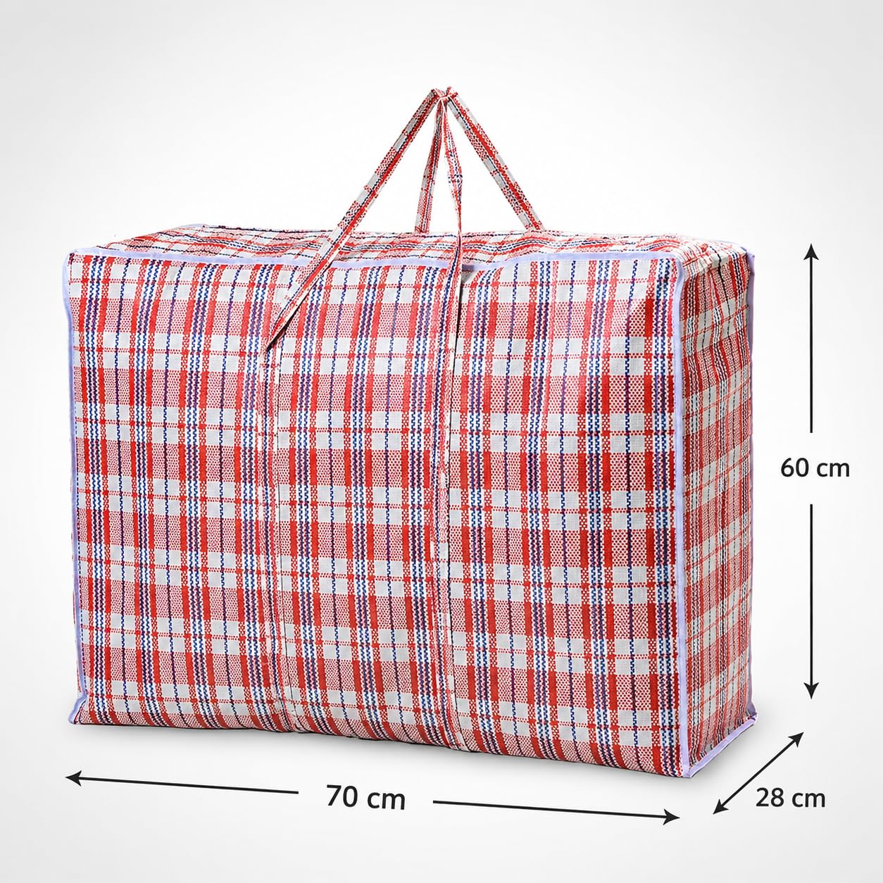 1ABOVE Confezione da 3 sacchetti jumbo resistenti per biancheria, shopping, stoccaggio, riutilizzabili, in tessuto, traslochi, impermeabili, con manici e cerniera, 70 x 60 x 28 cm