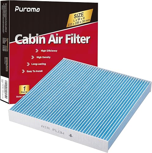 Puroma Paquete de 1 filtro de aire de cabina con múltiples capas de fibra, repuesto para CP134, CF10134, Honda Civic, CR-V, Odyssey, Pilot, Accord,
