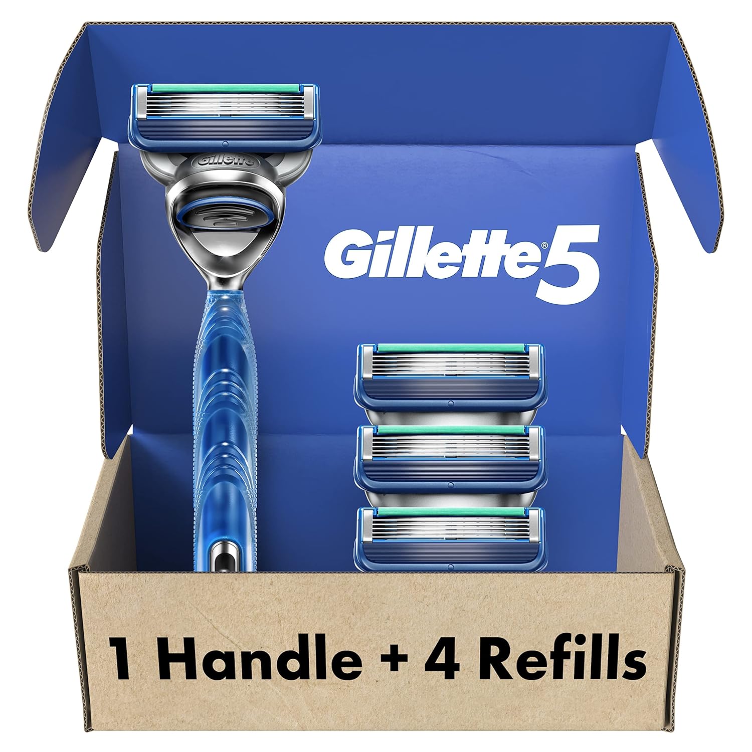 Gillette5 Men's Razor Handle + 4 Refills 1 Count (Pack of 1)