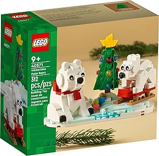 LEGO Wintertime Polar Bears 40571 Christmas Décor Building Kit, Polar Bear Gift, Great Stocking Stuffer for Kids, Features a Christmas Tree Toy and Two Polar Bear Toys