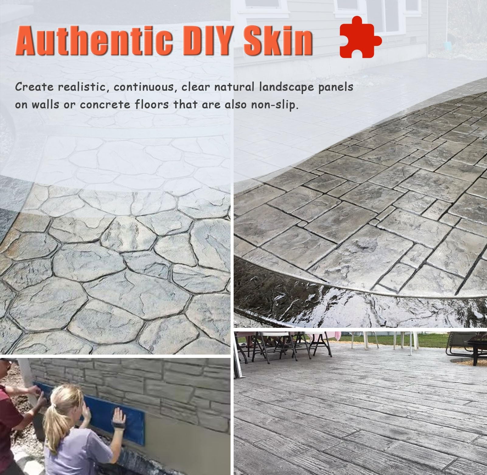 Beton Stempel Matten Betonformen Texturierungsmatten mit Griff, Outdoor -Steinfliesen Dekorative Polyurethanmatte, Flexible Böden Zementdruckform Zum Erstellen von Muster