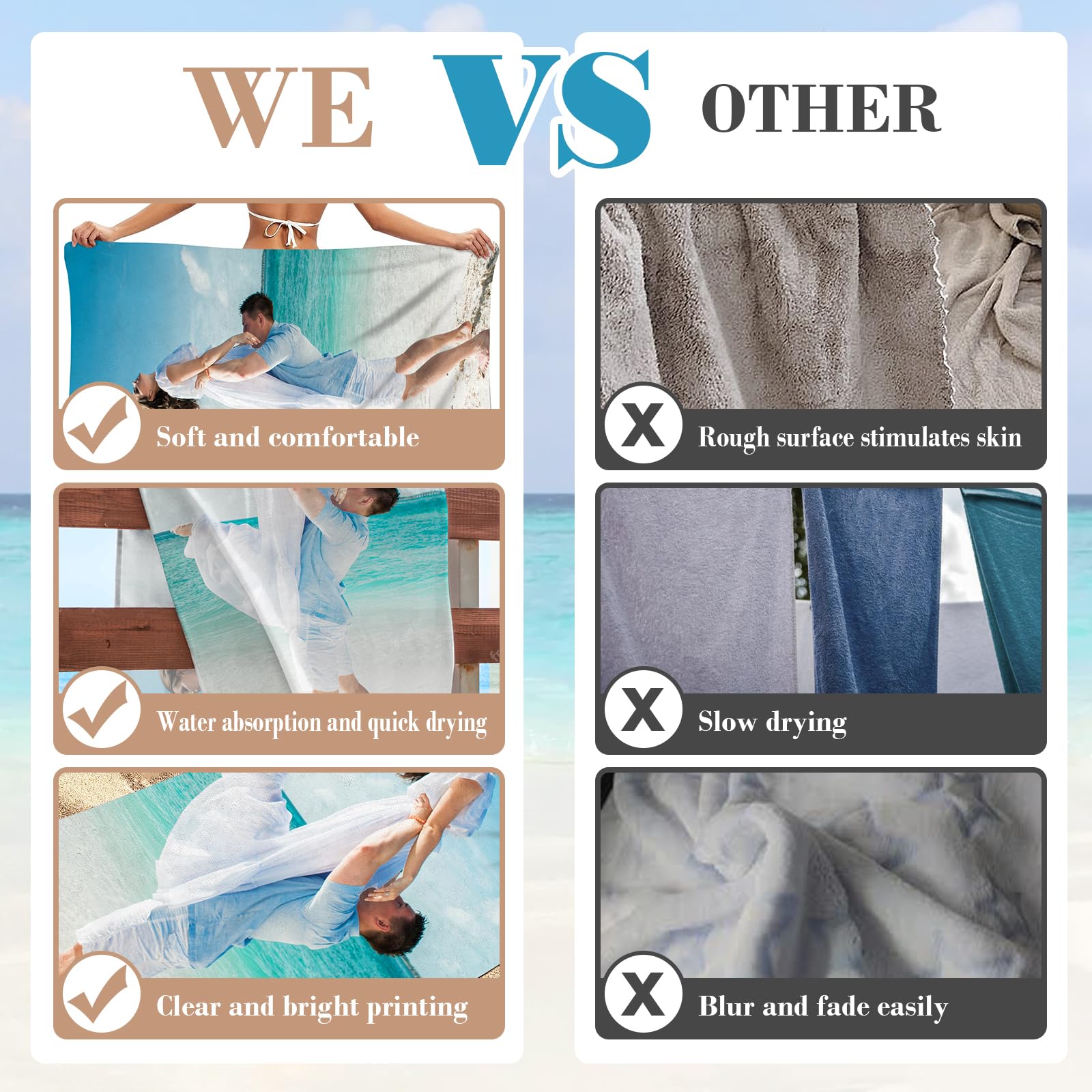 Telo Mare Personalizzato NIBESSER Con Foto - Microfibra 76x152cm, Antisabbia, Asciugatura Rapida - Foto 12