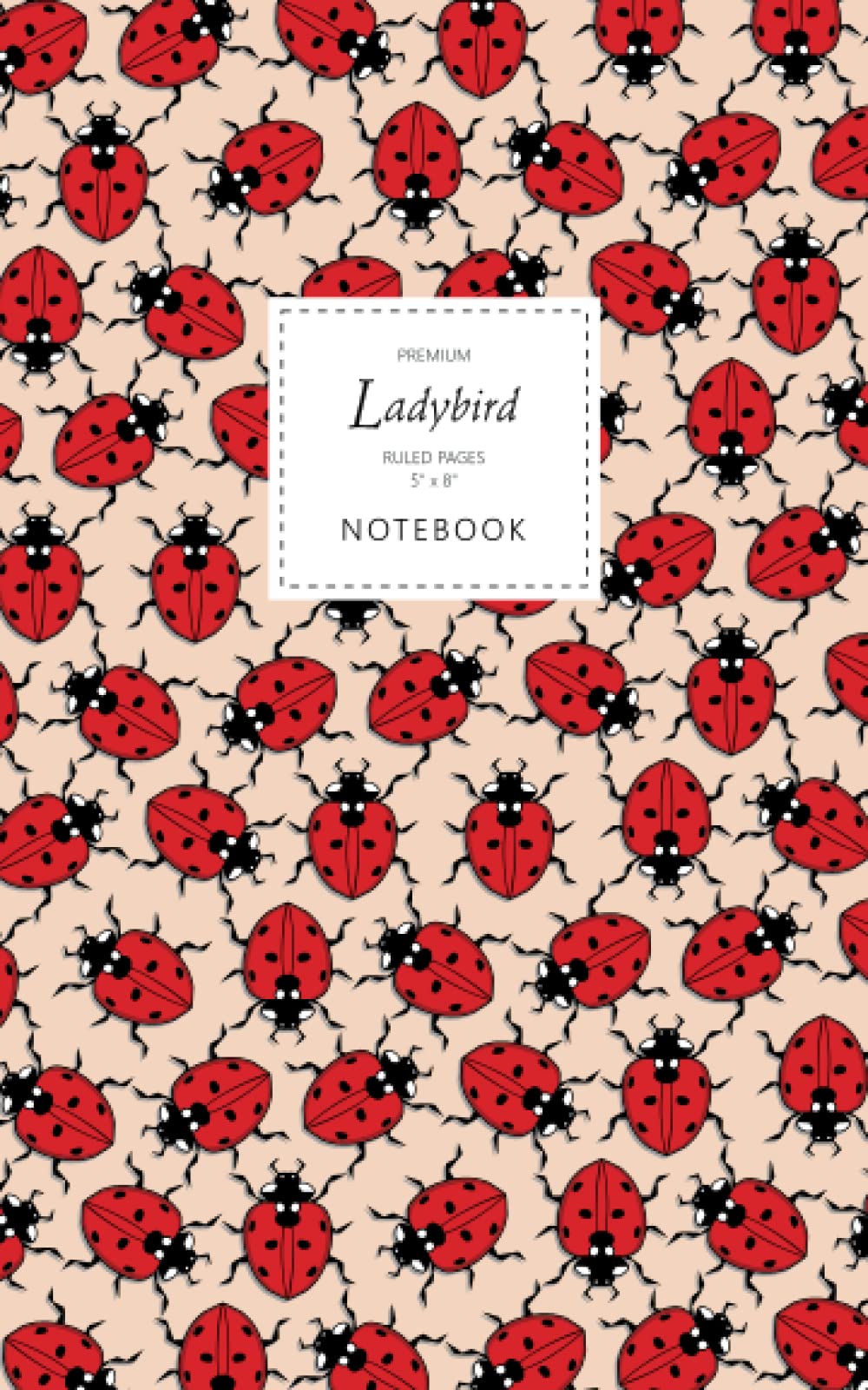 Ladybird Notebook - Ruled Pages - 5x8 - Premium: (Peach Edition) Fun notebook 96 ruled/lined pages (5x8 inches / 12.7x20.3cm / Junior Legal Pad / Nearly A5)