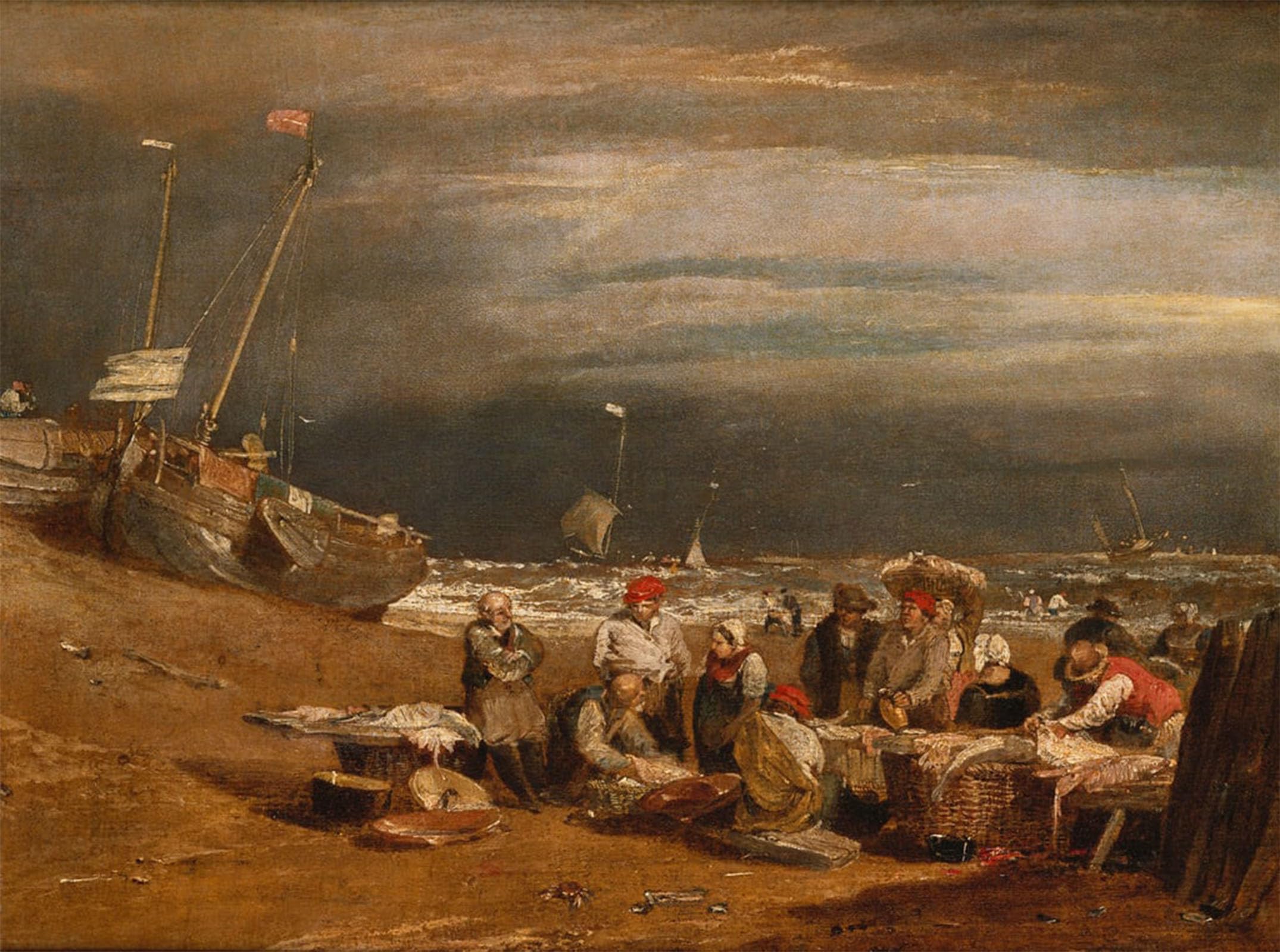 ARTXLXXBN Famous Painting Canvas Artwork Graffiti Print a Fishmarket on the Beach by Mallord William Turner Portrait Canvas Image for Home Decor 60x90cm