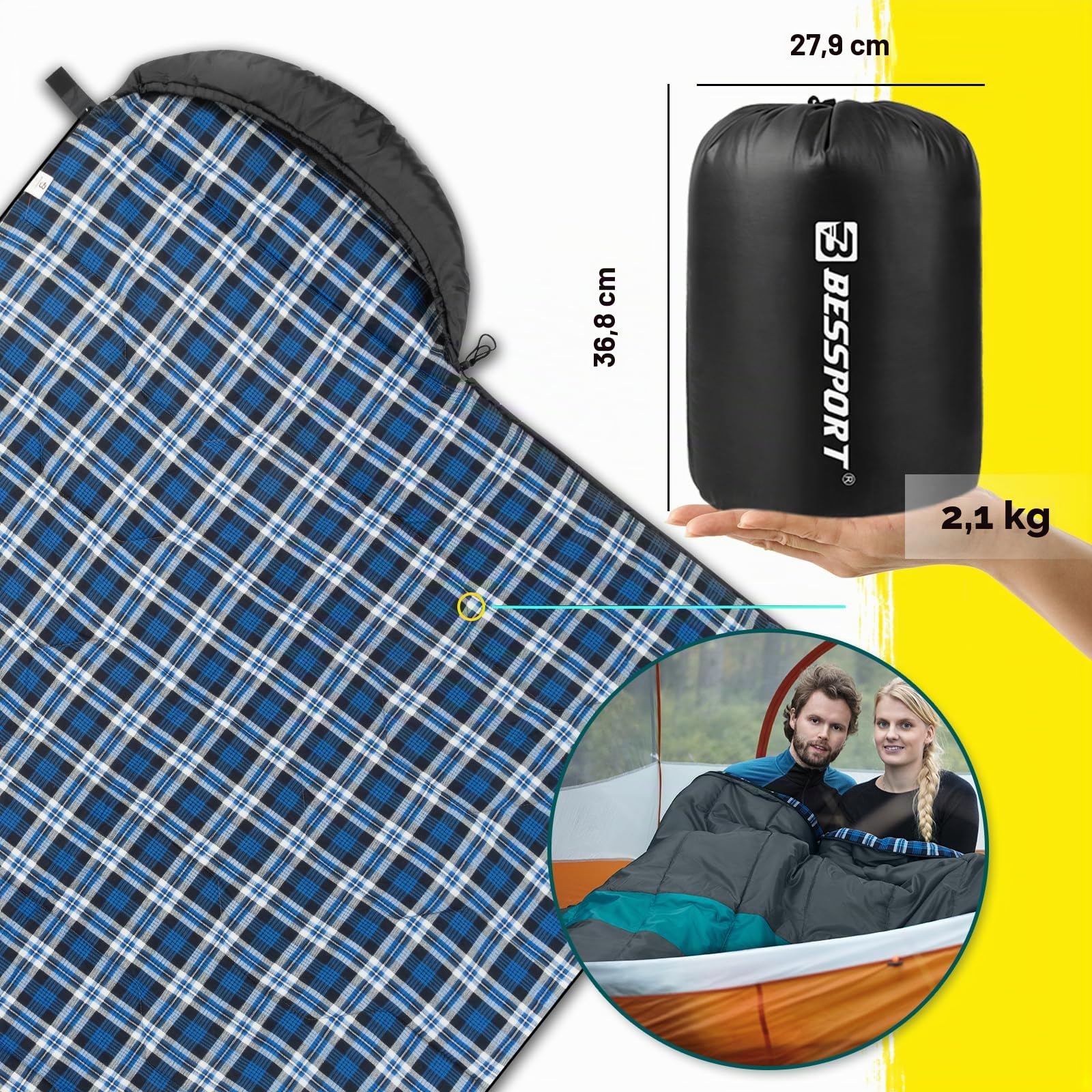 Bessport Saco de Dormir para Acampar, con Bolsa de Compresión, 3-4 Estaciones, Temperatura Extrema de, para Viajes, Camping, Senderismo