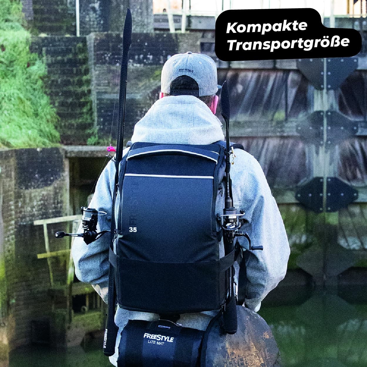 Freestyle Xtender 2.0 – 1,80m 1-8g, Kompakte, Zweiteilige Teleskop-Spinnrute, reaktionsschnelle 40T Carbonspitze, inklusive Rutenschutz