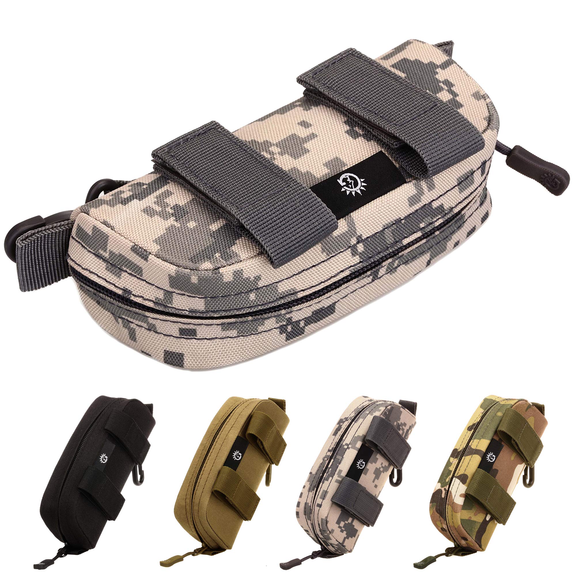 SelightingMolle táctico gafas duro caso con cremallera de Gafas de sol estuche 1000d nailon con clip