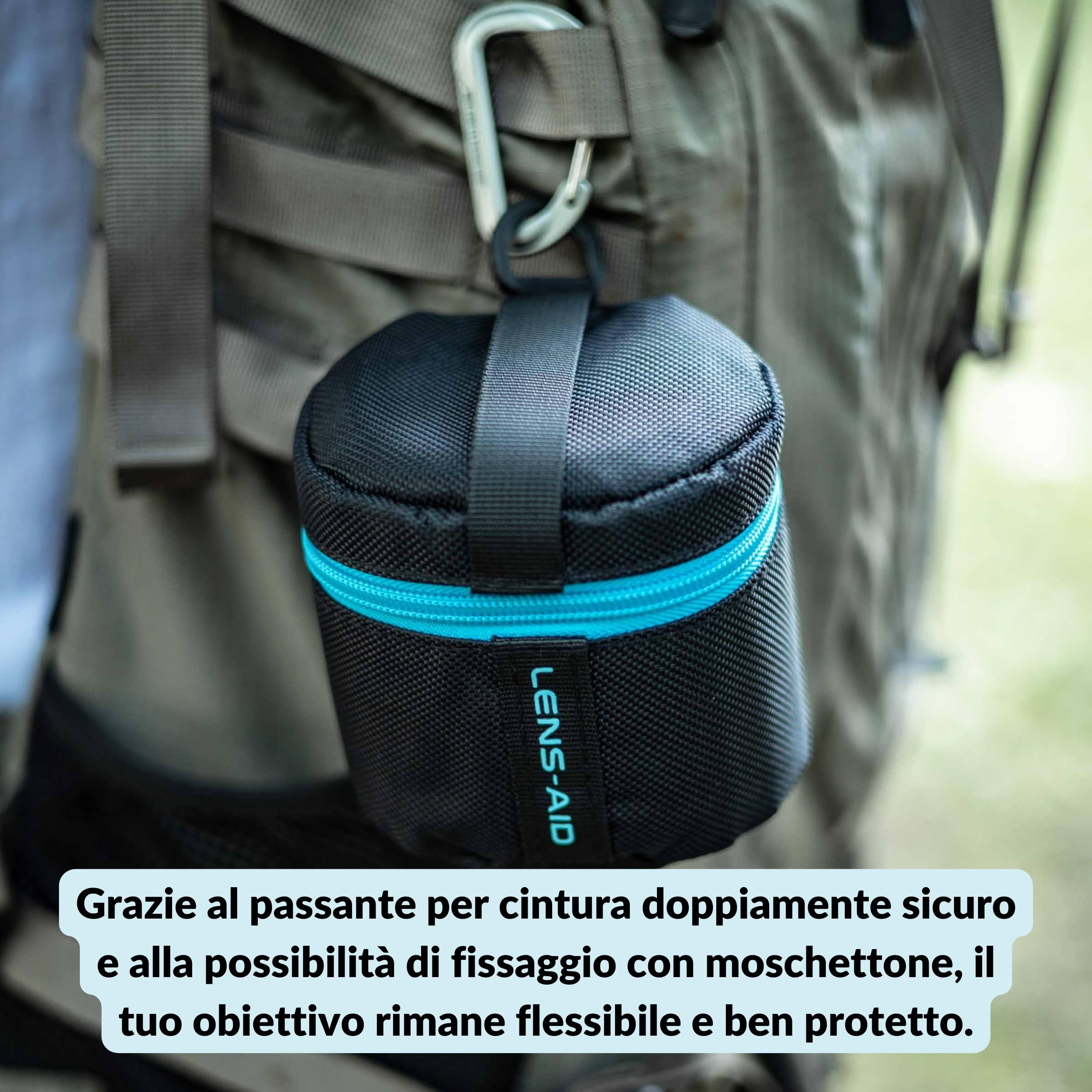 LENS-AID Custodia Obiettivo Imbottita con Zip – Borsa Protettiva, Protezione Totale per Obiettivi DSLR e Mirrorless, Nero, XL (11 x 25 cm)