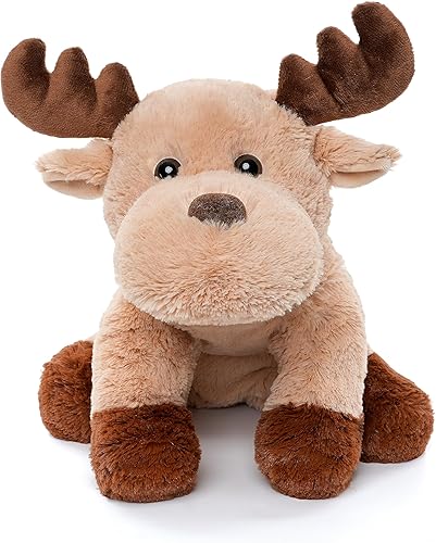 WEIGEDU Adorables juguetes de peluche de alce de reno caribú con bufanda de Navidad para niños, bebés, niños, regalos de cumpleaños, decoración de