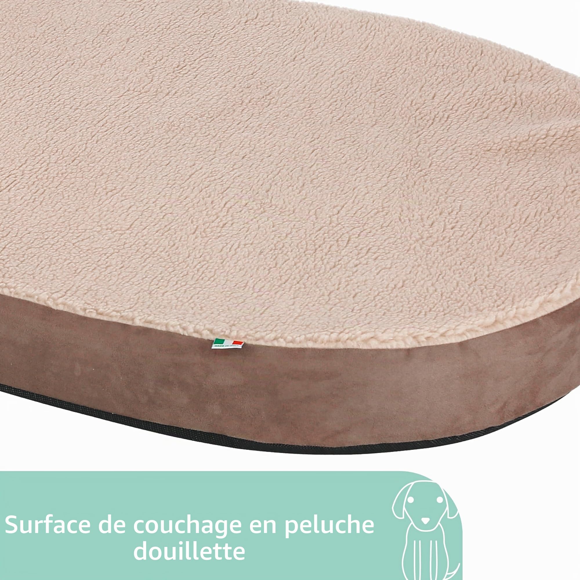 KERBL Matelas à Mémoire Forme Ovale pour Chien 100 x 65 x 8 cm, Gris/beige.