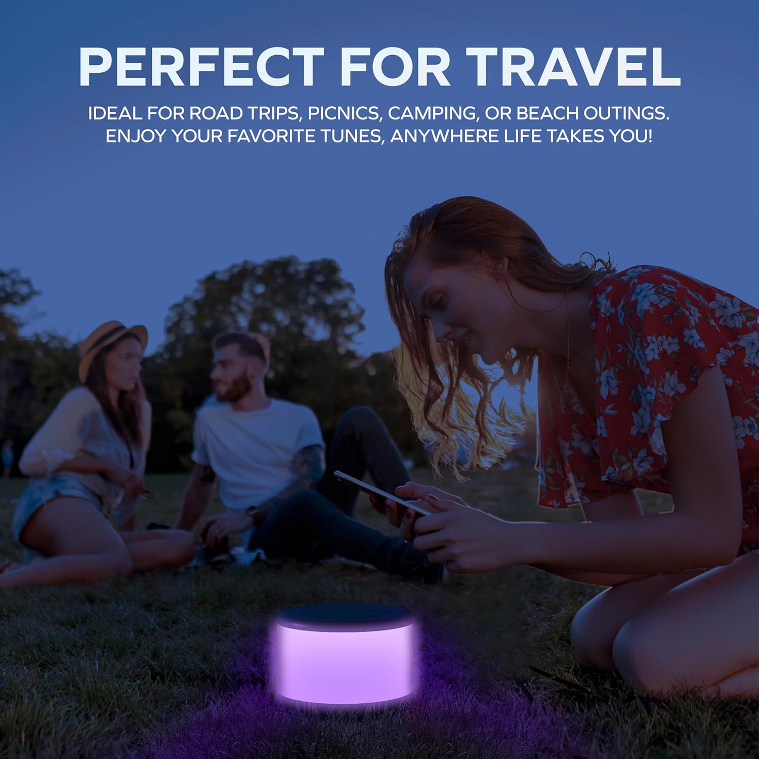Coby True Wireless Portable LED Speaker – Bluetooth 5.2, 3W Stereo Sound, TWS Pairing, FM Radio, TF Card Support, USB-C Rechargeable, 8 LED Light Modes – Compact & Travel-Friendly