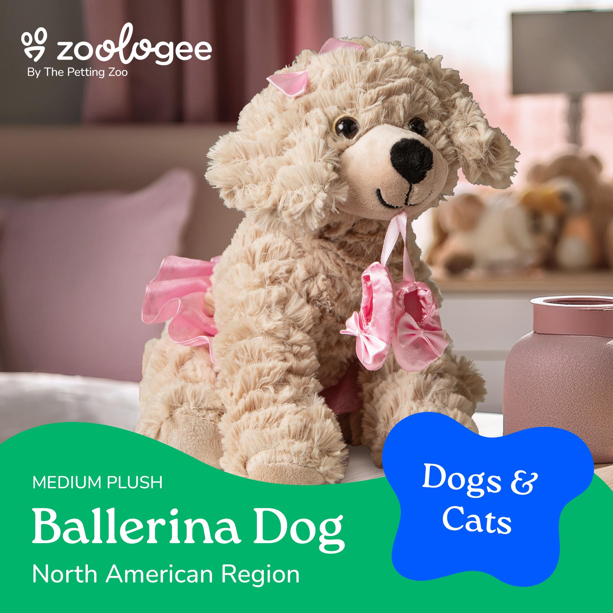 The Petting Zoo Ballerina Scruffy Dog Stuffed Animal, Gifts for Kids, Caramel Brown Dog Plush Toy 10 Inches