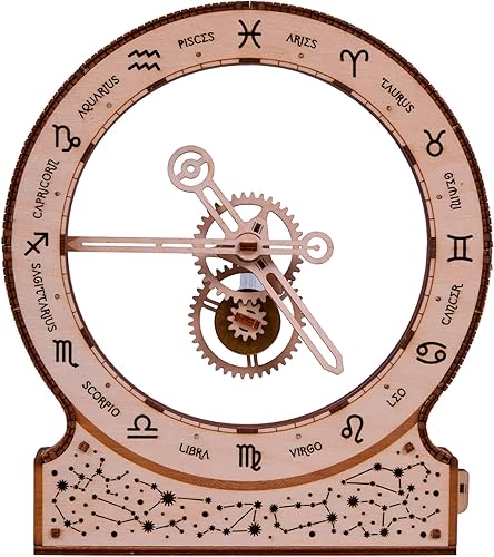 Wood Trick Reloj cinético del zodiaco rompecabezas de madera 3D para adultos y niños para construir, diseño estético de mecanismo mágico - Kits de