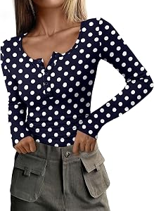 PRETTYGARDEN Women's Fall Long Sleeve Henley T Shirts