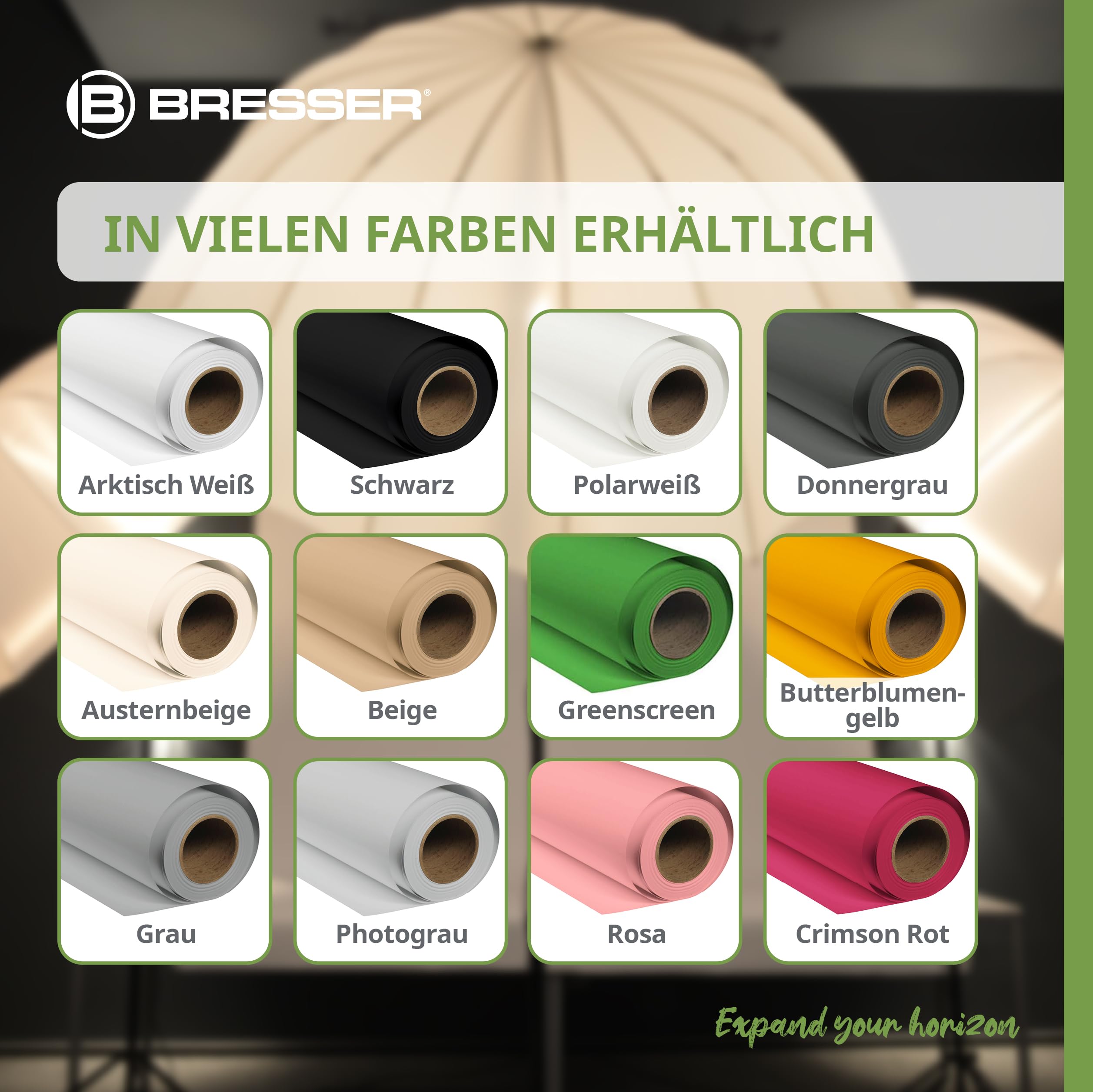 Bresser F001952 Papierhintergrundrolle (2 x 11 m) arktisch weiß