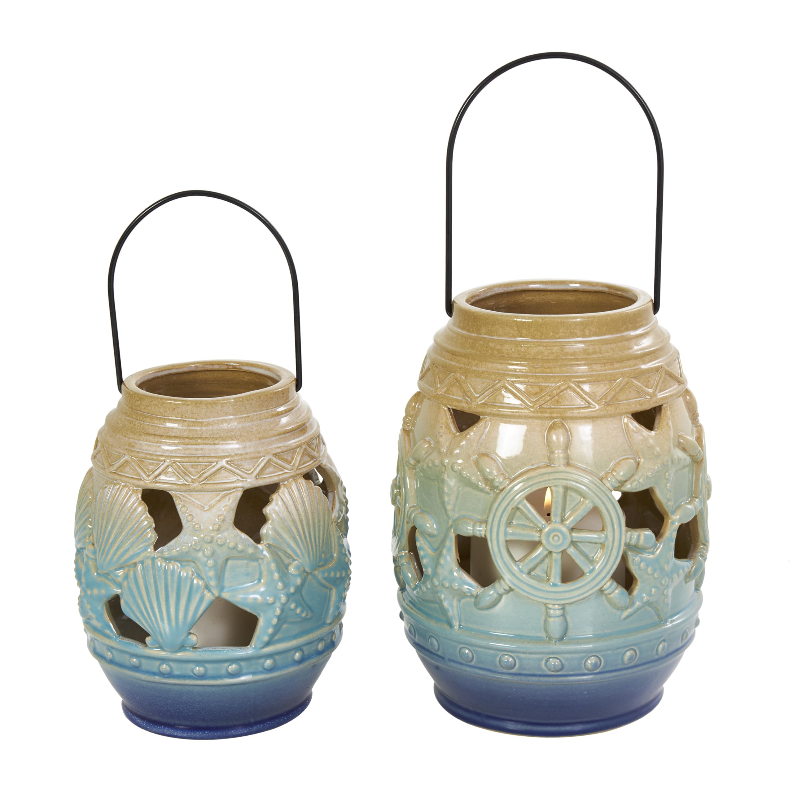 Amazon.com: Deco 79 Ceramic Ship Wheel Ombre Cutout Candle