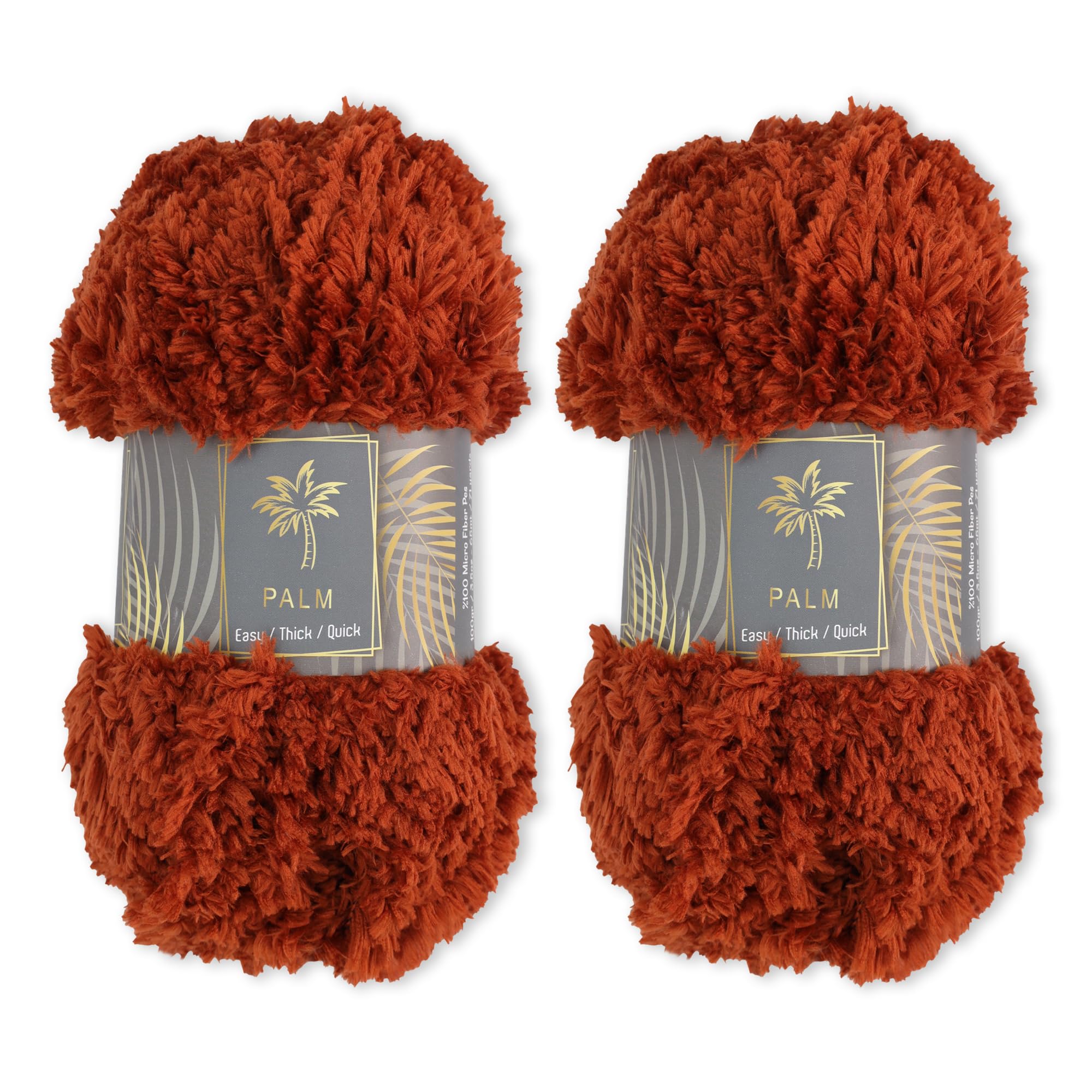 Palm 2 Skeins Super Soft Fur Yarn Chunky Fluffy Faux Fur Yarn Eyelash Yarn for Crochet Knitting Total Length 2 x 65m (2 x 71 yds, 100g x 2) Chunky Yarn (Red Coffee)