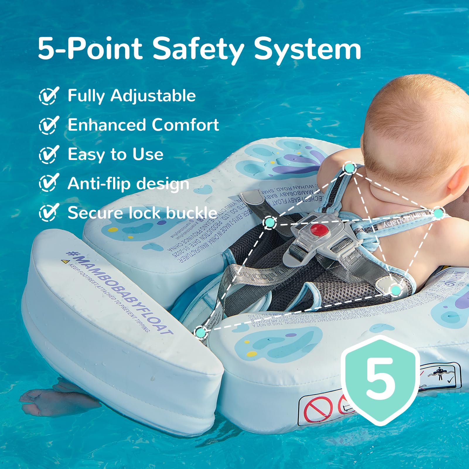 HECCEI Flotador Bebe Mambobaby No Inflable Duradero y Respetuoso con la Piel Baby Swimming Float, Anillo de Natación para Piscina Playa Flotador para Bebés de 3 a 24 Meses