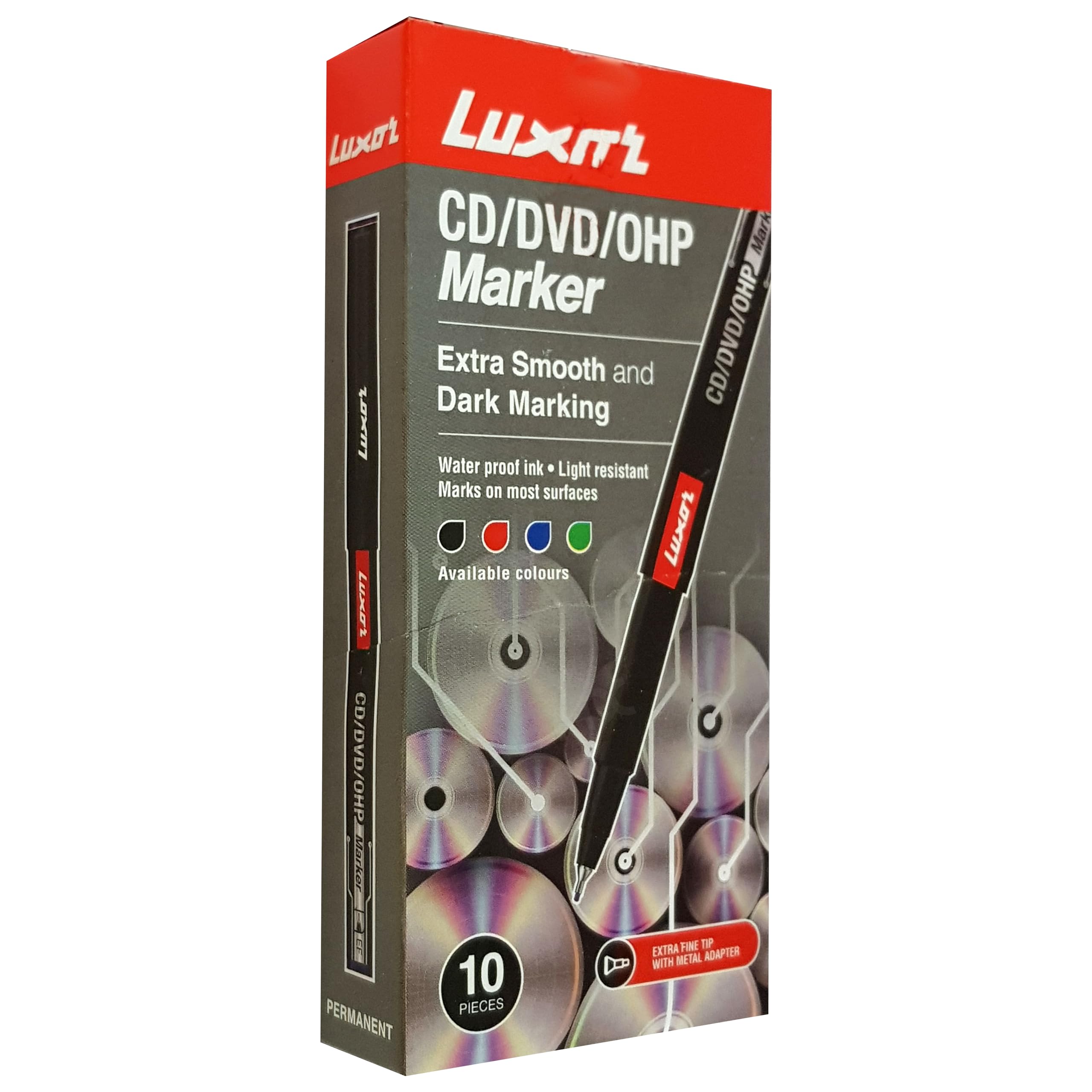 LUXEFIN Permanent Marker Pens, BLACK, Pack of 10, Extra Fine Tip, Write-4-All, Smooth Surface Markers, Waterproof Ink - Image 4