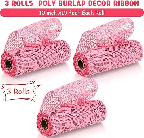 Vista 43 de 3 rollos de malla decorativa de arpillera de poliéster de 10 pulgadas de ancho, rollos de cinta decorativa de poliéster para decoración de coronas