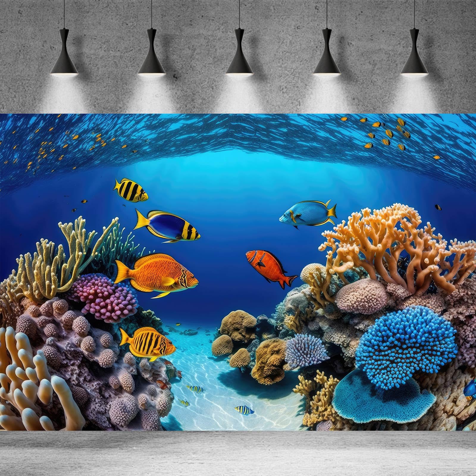 Sfondo subacqueo tropicale barriera corallina acquario fondo oceano acquario sfondo pianta acquatica paesaggio terrario sfondo decorazioni mondo sottomarino tema acquario poster decorazione 76,2 x