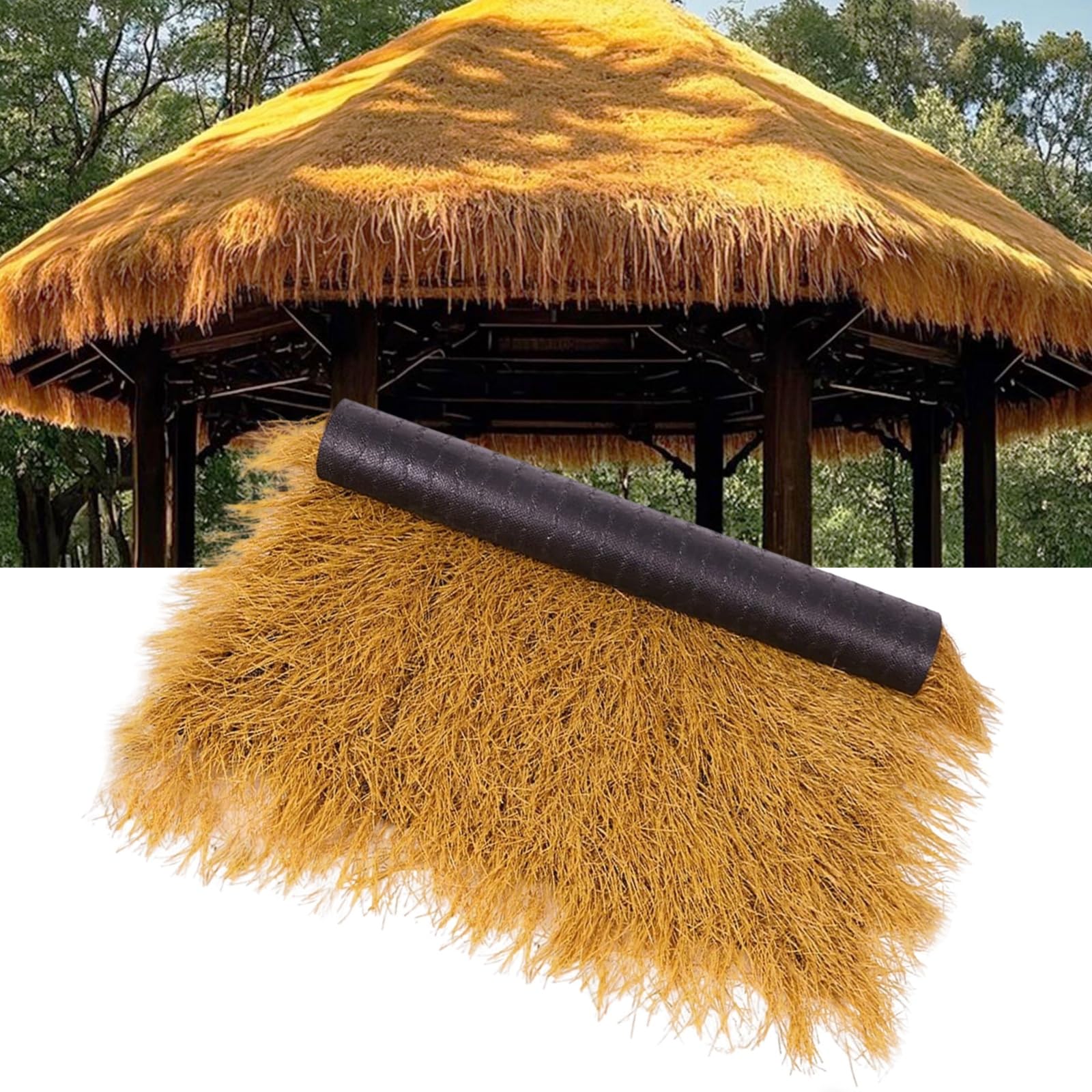 Chaume Artificielle Toit En Herbe De Chaume Synthétique Chaume De Toit De Barre Tiki Utilisée Pour Les Clôtures De Jardin Toits Barres De Cabine Tiki Décorations De Fête Robuste Et Durabl(Size:0.5*1m)