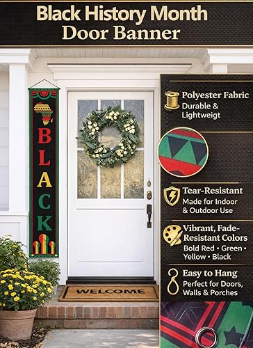 Miniatura 4 de Cartel de la puerta delantera del mes de la historia negra, decoración del mes de la historia negra para porche, patio, chimenea, fiesta