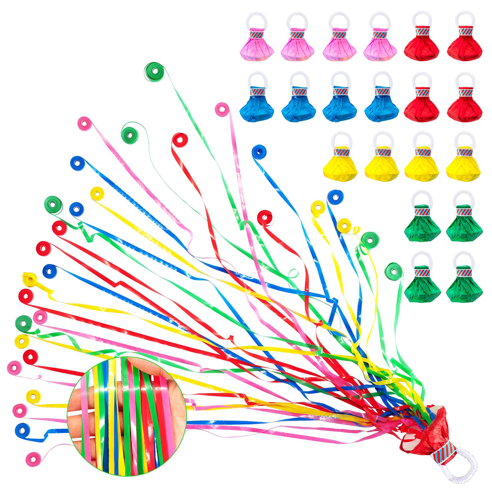 Confetti Poppers, 20 Pack Plastic No Mess Streamers, Party Poppers for Birthday,Wedding,Celebrations,Graduation Party (Colorful 2, 20 Pack)