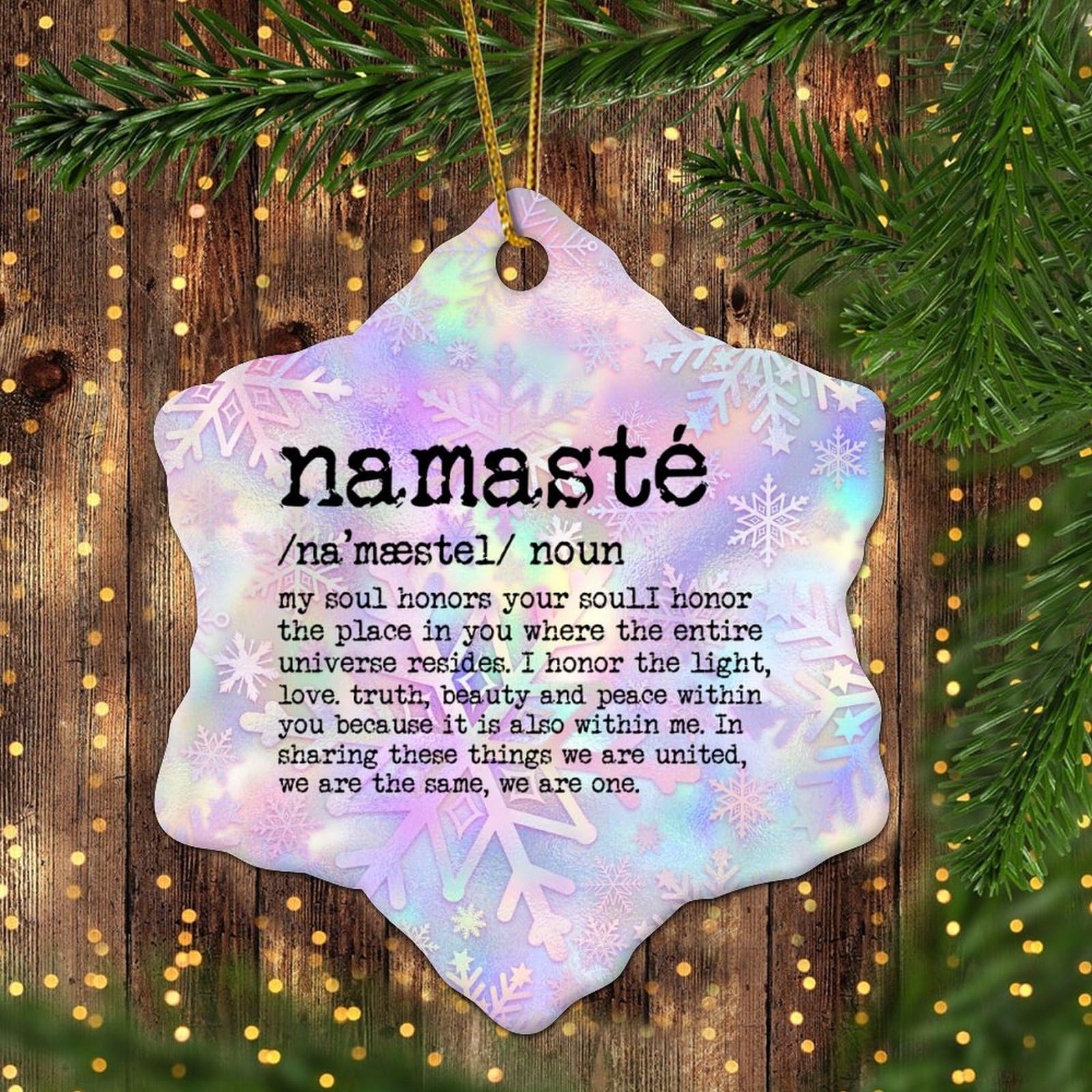 LITTLEGROVE SEEDS Namaste Definition Personalized Christmas Ornament 2023 Namaste Word Description Christmas Decorations for Tree Novelty Keepsake Gifts for Anniversary Holiday Pendants 3 Inch