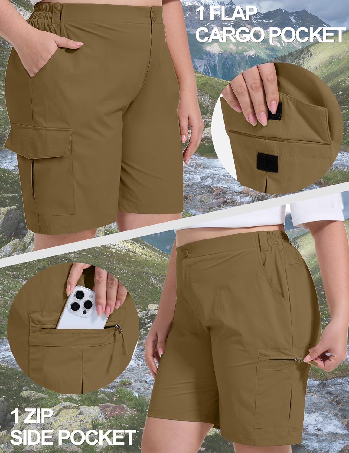 FOREYOND Women's Plus Size Golf Shorts Quick Dry 9'' Hiking Cargo Shorts Athletic Casual Summer Bermuda with Pockets - Image 5