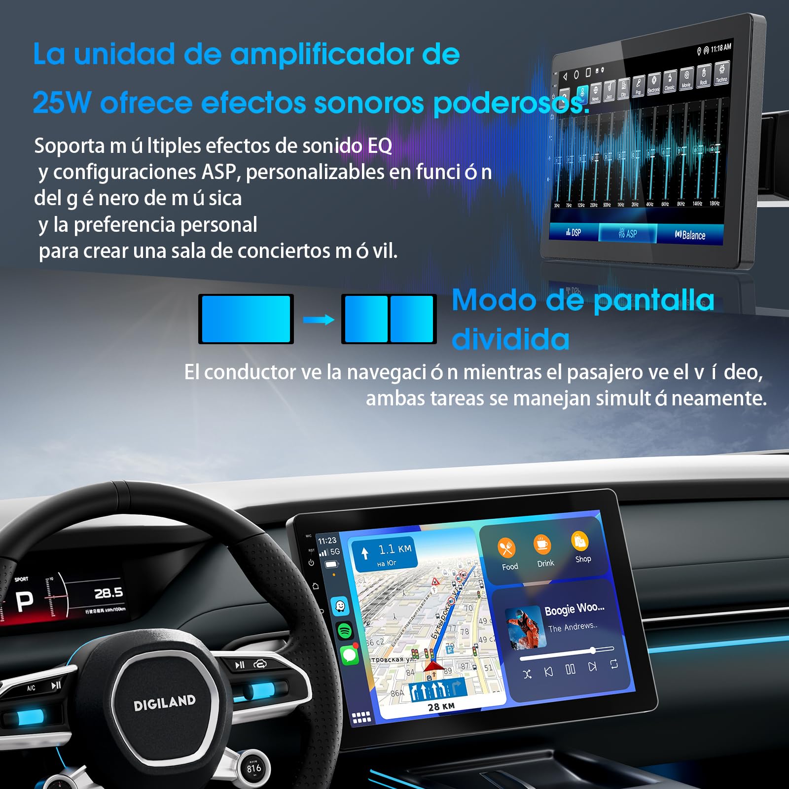 Haudio Estéreo de Coche Giratorio 360°, 1 DIN Radio con CarPlay y Android Auto Inalámbricos, Pantalla IPS 10,1'' con Cámara Trasera 720P, Mirror Link,Control Voz, Radio RDS/FM/AM para Todos los Coches
