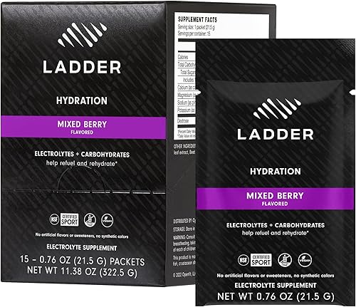 LADDER Paquetes de polvo de mezcla de hidratación deportiva, bebida electrolítica con sodio, potasio, magnesio, calcio, sin edulcorantes