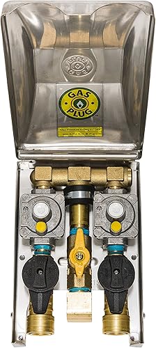 Manufacturing Ltd 2# Double Gas Plug, Acero inoxidable, Entrada NPT trasera de 12", 2 salidas de desconexión rápida de 38"