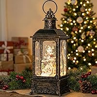 Vista 17 de Árbol de Navidad iluminado de 10 pulgadas, con música, globo de nieve, decoración de purpurina giratoria para el hogar de Navidad, sala de estar