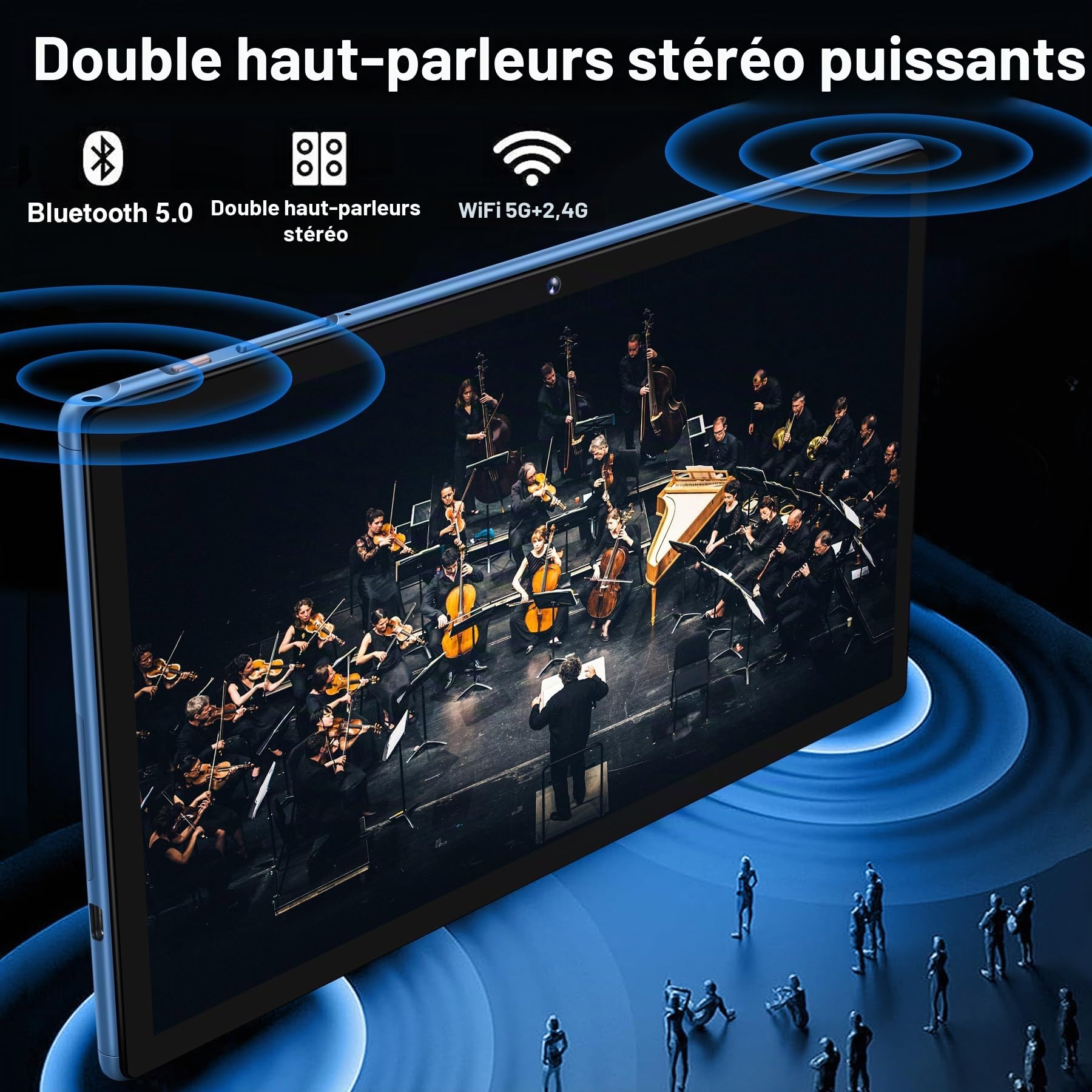 2026 Android 13 Tablette Tactile 10 Pouces 14Go RAM+128Go ROM (TF 2TB), FHD Tablettes avec 5G WiFi, 8 Cœurs, 2.0 GHz, Widget, 8000mAh, BT 5.0, 5+8MP, Tablette avec Clavier et Souris - Bleu