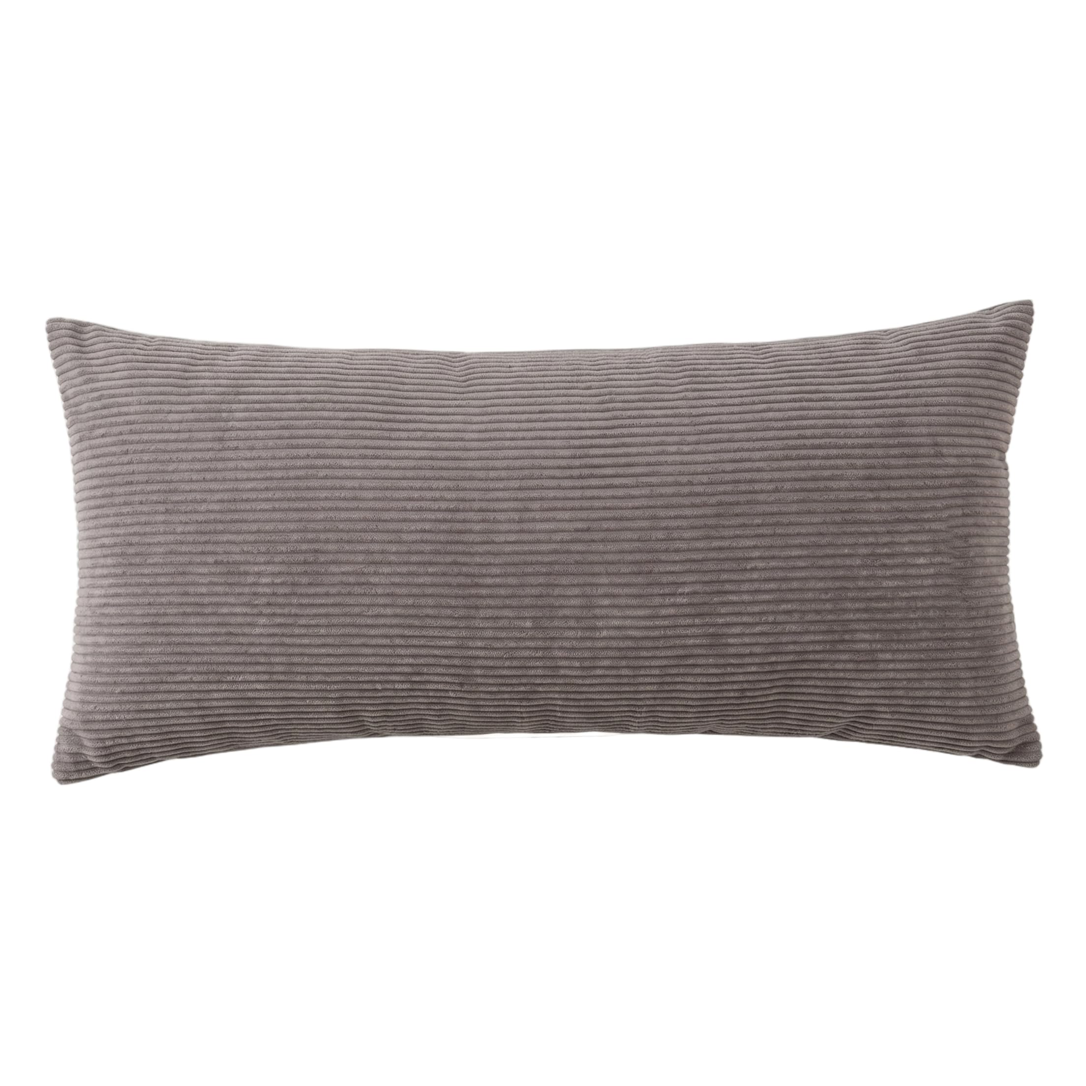 Yvocuyn Lumbar Pillow Cover -Zippered Corduroy Rectangular Pillow Cover, for Couch Sofa Bed, Grey 12x24 Inch