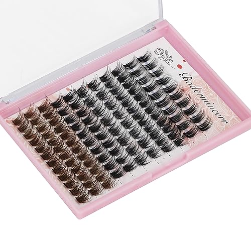 Vista 2 de Bodermincer Rizo D, 5 estilos, pestañas postizas de injerto segmentado mixto, pestañas individuales en racimo de pestañas negras, pestañas