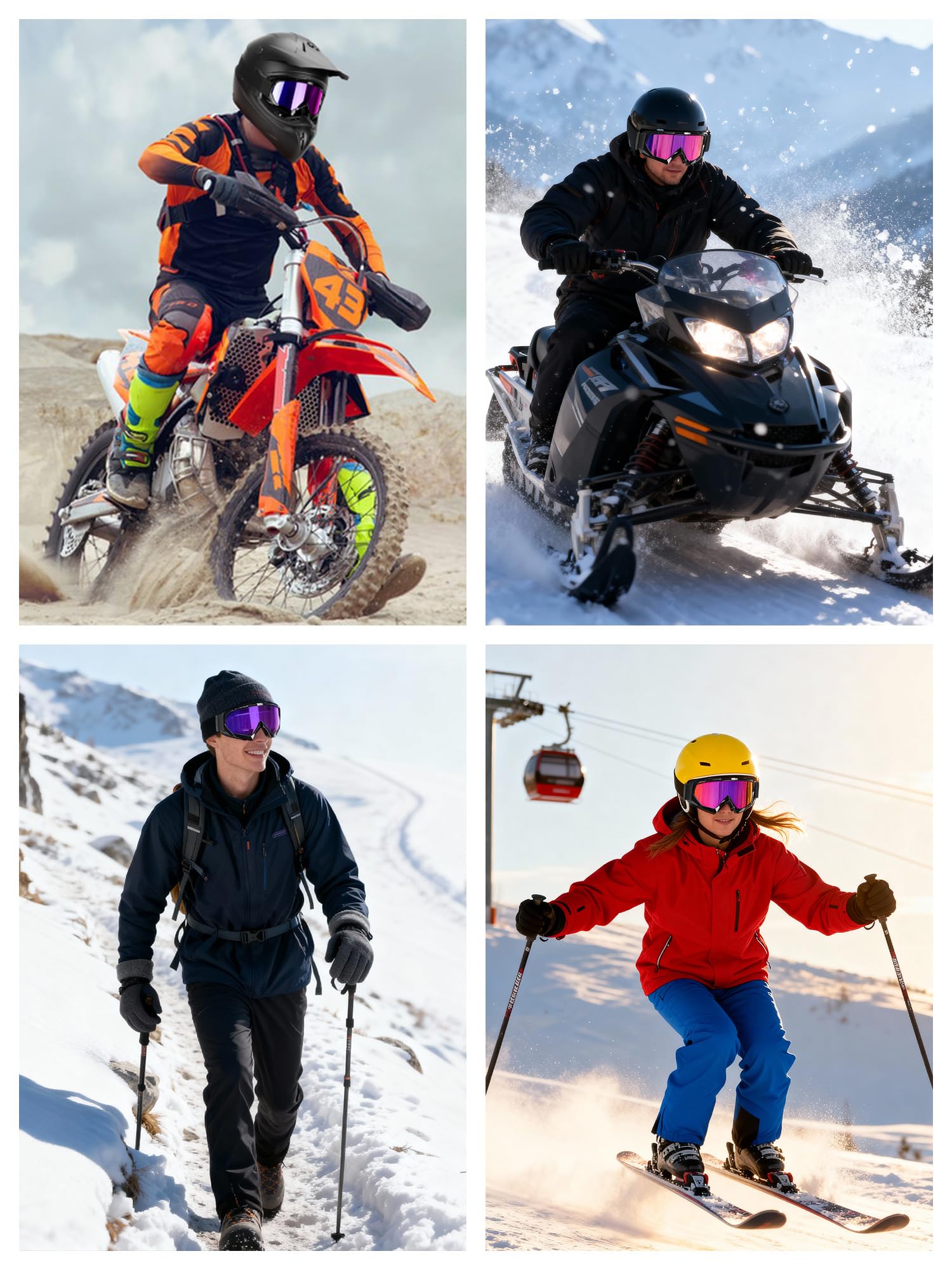 JAGASOL Occhiali ATV per moto da cross, unisex, UV 400, antigraffio, antinebbia, antipolvere, per adulti, giovani e bambini