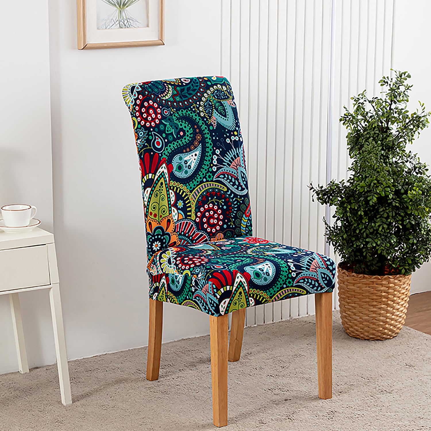 HZDHCLH Chair Covers Slipcovers 4/6 PCs Stretch Removable Washable Short Dining Chair Protector Cover Seat for Hotel,Dining Room,Ceremony (Secret Realm,4 PCS) - Image 3
